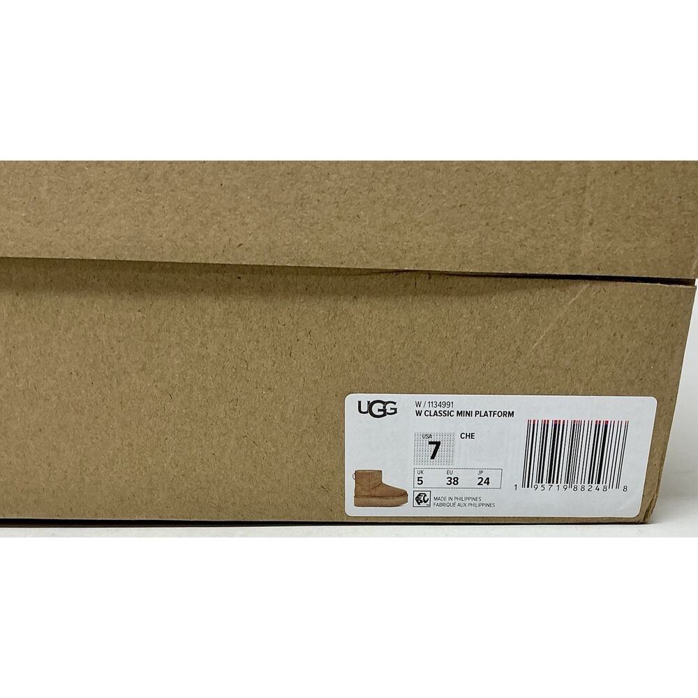 UGG Women Classic Mini Platform Suede Chestnut Boots NIB - Picture 14 of 16